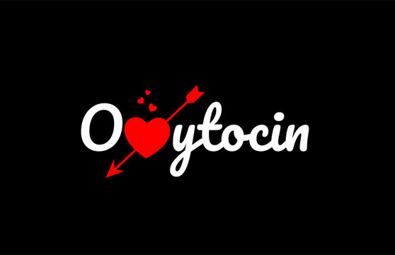 oxytocin word text with red broken heart