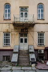 Facade of old, abandoned building in Morocco