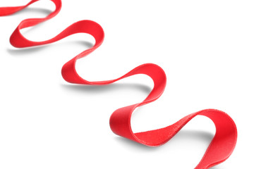 Red ribbon on white background