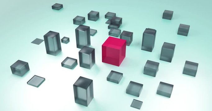 Eine Gruppe von Balken die langsam aus dem Boden wachsen. Ein S&auml;ule unterscheidet sich von den anderen durch Gr&ouml;&szlig;e und Farbe. Symbol f&uuml;r Erfolg und Gewinn