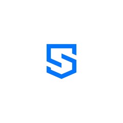 s letter 5 number shield icon logo line outline