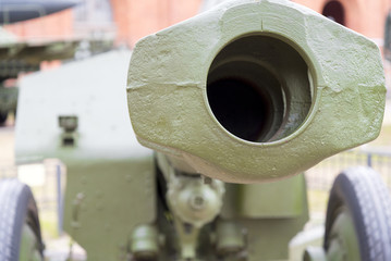 Gun barrel close-up of Soviet weapons.
