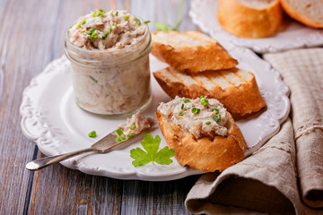 Slices of toast with fish pate