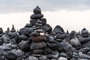 Volcanic rocks placed in pyramid mode, for enjoyment and relaxation. This unique place is located in the port of La Cruz in Tenerife (Spain)
