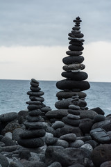 Volcanic rocks placed in pyramid mode, for enjoyment and relaxation. This unique place is located in the port of La Cruz in Tenerife (Spain)
