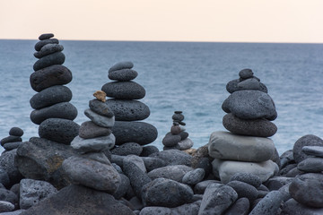 Volcanic rocks placed in pyramid mode, for enjoyment and relaxation. This unique place is located in the port of La Cruz in Tenerife (Spain)
