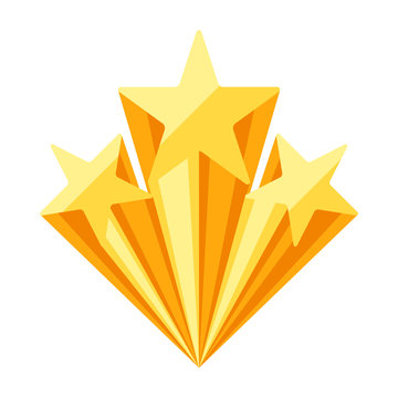 Gold prize icon with stars.