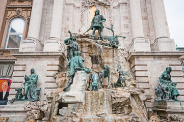 Fototapeta na wymiar The Fountain of King Matthias in Royal Palace in Budapest, Hungary