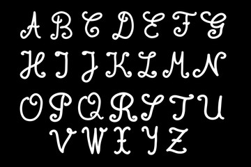 White hand written alphabet on blackboard texture background