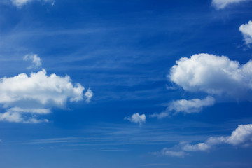 clear blue sky and white clouds on day time background