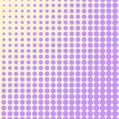 Pop art background, the violet color turns into yellow. Circles, balls of different shapes. Vector