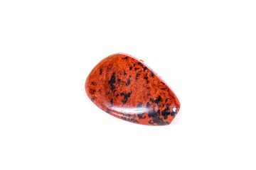 Macro mineral stone Obsidian on a white background
