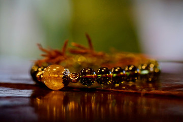 Beautiful clear green and crystal lucky stone bracelet with some space for write wording, unisex...