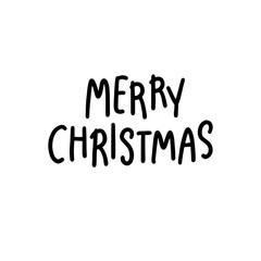 Fototapeta premium Merry Christmas black hand lettering inscription. Lettering celebration logo. Typography which is connected with winter holidays. Calligraphic poster. Vector.