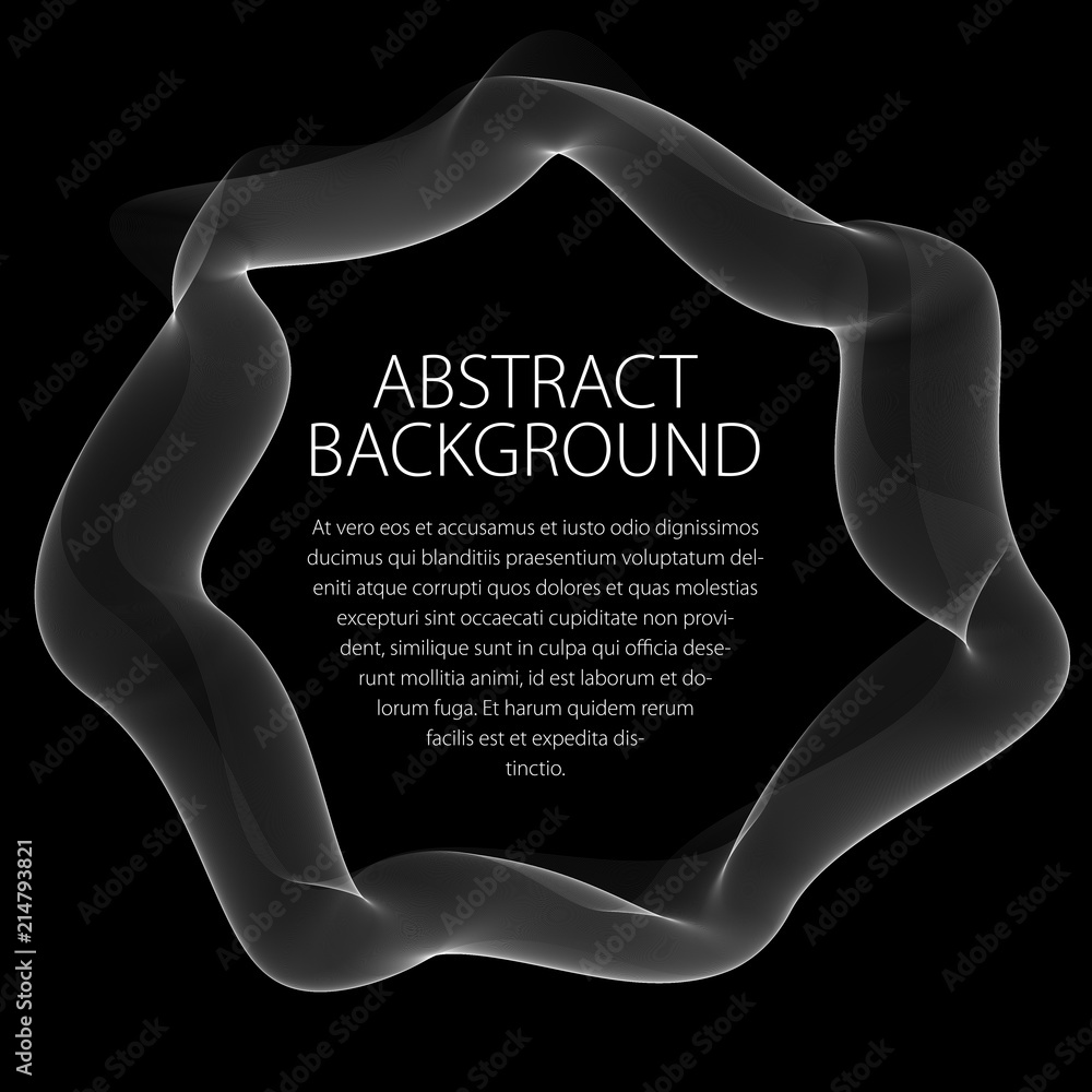 Poster round frame of flowing smoke. vector abstract artistic beautiful background with copy space for text