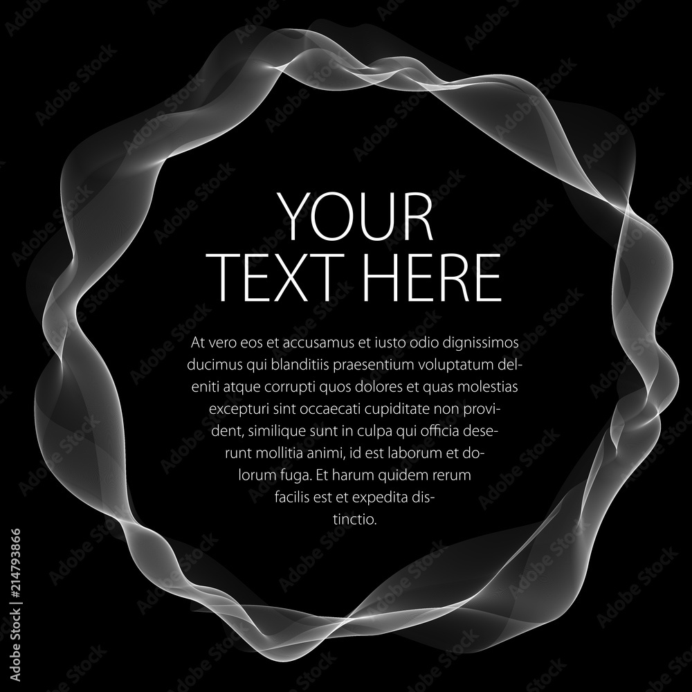 Poster flowing smooth linear frame in a shape of circle. vector abstract artistic beautiful background with