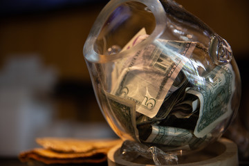 Close up of tip jar