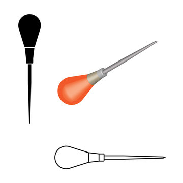illustration of marking tool. Scratch awl. Flat and 3D effect vector