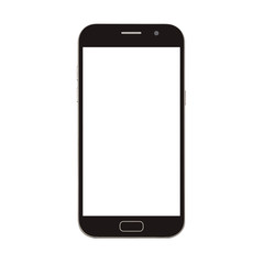 black smart phone with blank screen isolated on white
