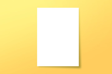 Blank A4 paper template on yellow of background.