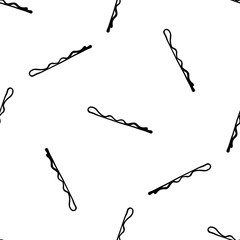 Hair pin. Seamless pattern with hand draw pins. Hand-drawn background. Vector illustration. Real watercolor drawing.