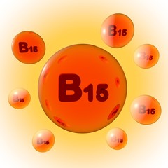 Transparent vitamin B15 pills on yellow background. Calcium pangamate capsules. Vitamin and mineral complex. 3d illustration