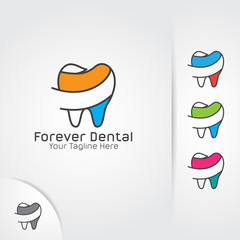 Dental logo design, dentist vector concept with simple line .