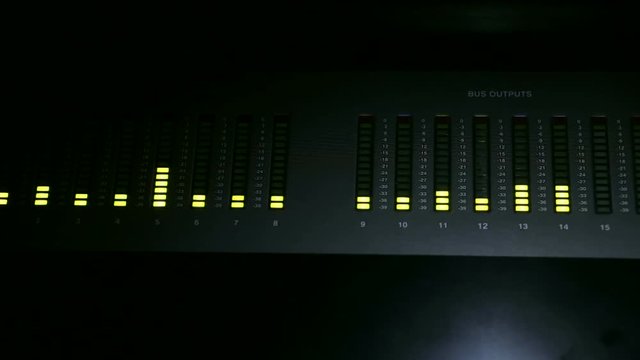 Modern remote control light and decorations. Control room in the theater.