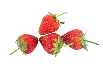 close up stawberries isolated on white background