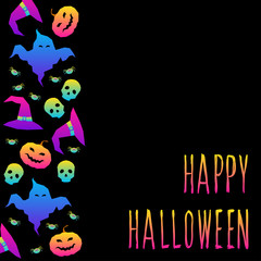 Abstract rainbow happy halloween card background. Modern pattern for halloween card, party invitation, wallpaper, holiday shop sale,  bag print, t shirt, workshop advertising etc.