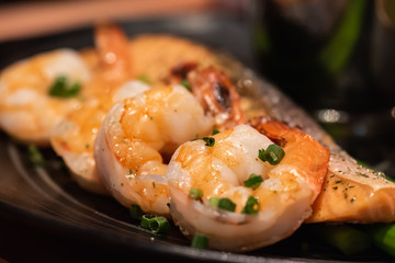 Grilled shrimp and salmon
