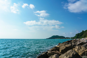 Beautiful Tropical Beach blue ocean background Summer view Sunshine at Sand and Sea Asia Beach Thailand Destinations 
