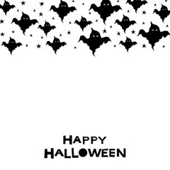 Abstract monochrome happy halloween card background. Modern black and white pattern for halloween card, party invitation, wallpaper, holiday shop sale,  bag print, t shirt, workshop advertising etc.