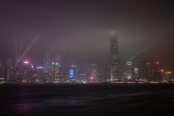 Night view of Building and the skyline of Victoria Harbor