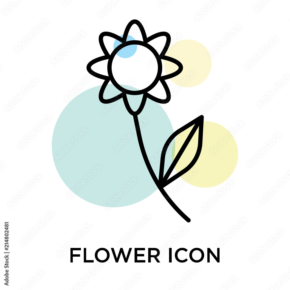 Poster Flower icon vector sign and symbol isolated on white background, Flower logo concept