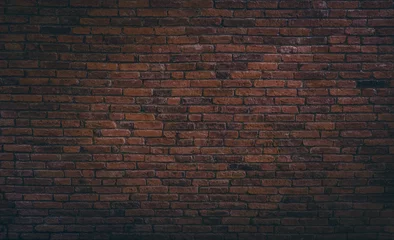 Photo sur Plexiglas Mur de briques Vieux fond de texture de mur de briques rouges, texture de mur de briques pour la toile de fond de design intérieur ou extérieur, ton sombre vintage.