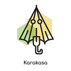 Karakasa icon vector sign and symbol isolated on white background, Karakasa logo concept