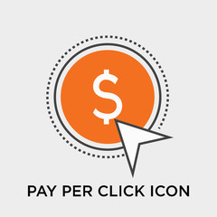 Pay per click icon vector sign and symbol isolated on white background, Pay per click logo concept