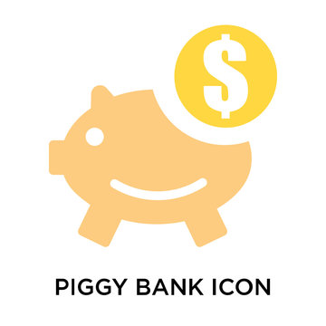 Piggy bank icon vector sign and symbol isolated on white background, Piggy bank logo concept