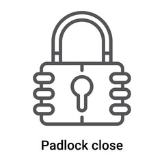 Padlock close icon vector sign and symbol isolated on white background, Padlock close logo concept