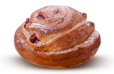 Brioche with cranberries for tea with powdered sugar