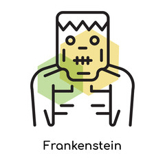 Fototapeta premium Frankenstein icon vector sign and symbol isolated on white background, Frankenstein logo concept