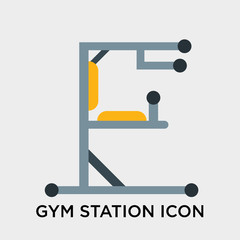 Gym station icon vector sign and symbol isolated on white background, Gym station logo concept