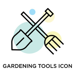 Gardening tools icon vector sign and symbol isolated on white background, Gardening tools logo concept