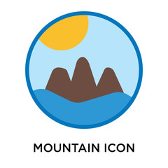 Mountain icon vector sign and symbol isolated on white background, Mountain logo concept