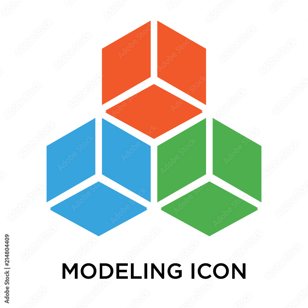 Poster modeling icon vector sign and symbol isolated on white background, modeling logo concept