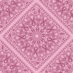 Seamless pattern with decorative mandala ornament. Hand drawn vector illustration. For fashion design