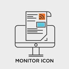 Monitor icon vector sign and symbol isolated on white background, Monitor logo concept