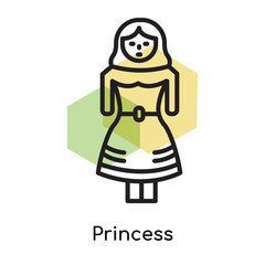 Princess icon vector sign and symbol isolated on white background, Princess logo concept