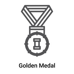 Golden Medal icon vector sign and symbol isolated on white background, Golden Medal logo concept